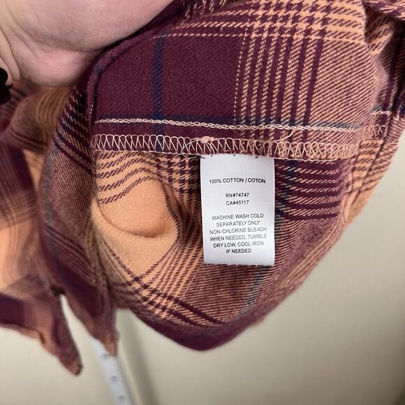 Natural Reflections Flannel Button Down Shirt Womens Plus Size 2X Cork Plaid - Picture 6 of 6